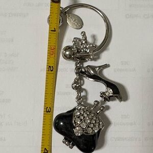 White House Black Market Bag Charm Key Chain black silver